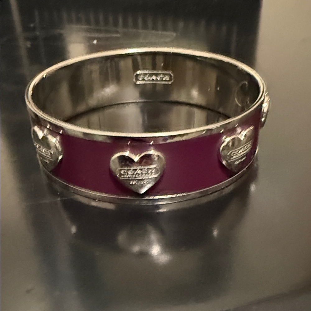 COACH Silver and Purple Heart Bangle